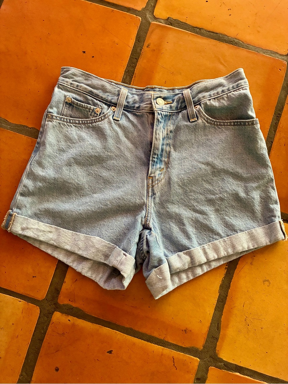 Levi's Premium '80s Mom Shorts Light Wash High Rise Denim Size 28